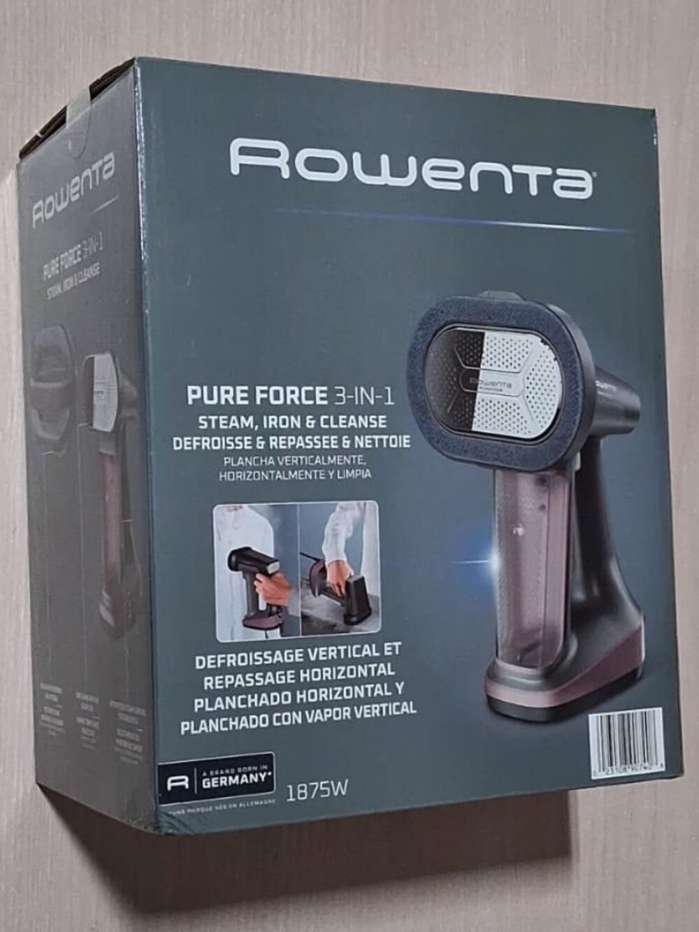 Rowenta Pure Force 3-in-1 Steamer & Iron Handheld Adjstable NEW